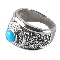 Love Gift Sterling Silver Turquoise Ring US Size 8 3/4