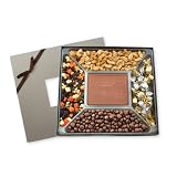 Custom Printed Executive Square Sampler Box with Cashews, Chocolate Covered Raisins, Dried Fruit, and Truffles - Min Quantity of 25