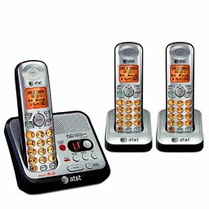AT;T EL52300 DECT 6.0 Cordless Phone, Silver/Black,3 Handsets