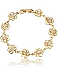 Cubic Zirconia And Sterling Silver Gold Flower Bracelet