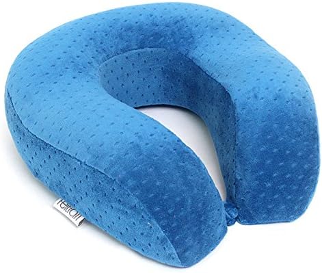Gutrader147 U-shape Memory Foam Neck Pillow for Airplanes, Cars, Buses, Trains, Office Napping, Camping, Wheelchairs &amp; Home GREAT HOLIDAY GIFT (Blue)