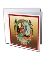 Office Product: BLN Vintage Halloween - Vintage Halloween Witch with a Cauldron Brewing with a Black Cat - 1 Greeting Card with envelope (gc_126101_5) - 3dRose LLC