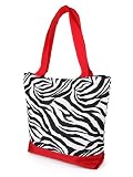51Bp1FFf7PL._SL160_ - Black White and Red Zebra Canvas Luggage Tote Bag Handbag Purse - celebrity-purses-savings