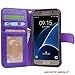 Arae Case Compatible for Samsung Galaxy s7, [Wrist Strap] Flip Folio [Kickstand Feature] PU Leather Wallet case with ID&Credit Card Pockets (Purple)