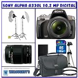 Professional Photographers Portrait Pro Series Package + Sony Alpha A330L 10.2 MP Digital SLR Camera + Sigma 18-250mm f/3.5-6.3 DC OS HSM IF Lens + Willoughby's 16GB SDHC Photo Bundle