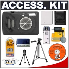 Snug-It Tight Fit Camera Skin (Black) with Spare NB-4L Battery + Secure Digital Card Reader +... by Delkin