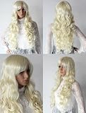 Curly Wavy Long Party Wig, White Blonde Wig, Halloween Devil Costume Party Dress