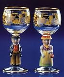 German Wine Glass Set with Goebel Hummel Figures