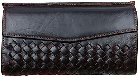 Outclub Men's Popular Knitted Leather Wallet Coffee One Size