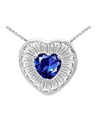 Original Star K (tm) Heart Shape Created Sapphire Heart Pendant in 925 Sterling Silver