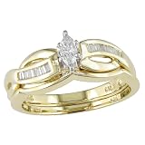 14K Yellow Gold 1/4 ctw Diamond Wedding Ring Set