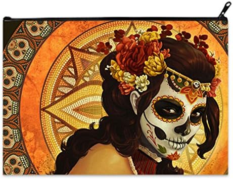 Ladies Beauty Makeup Bag Cosmetic Bag Coin Purse Pouches Currency Bags XL Size Sugar Skull Girl Pattern