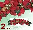 TWO Artificial 30" Poinsettia Swags w/Bell for Christmas Decoration