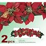TWO Artificial 30" Poinsettia Swags w/Bell for Christmas Decoration