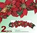 TWO Artificial 30" Poinsettia Swags w/Bell for Christmas Decoration