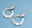 Round Sterling Silver Earrings - Rhodium Plated - 41 mm