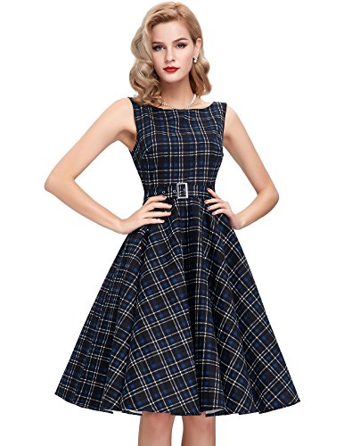 Women's Floral Print 50s Vintage Swing Dress BP0002 (Multi-Colored)