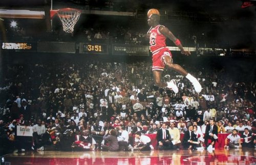 (24x35) Michael Jordan Famous Foul Line Dunk Vintage Sports Poster Print