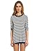 Romwe Women's Stripe Long Sleeve Casual Loose Top T-Shirt Black S