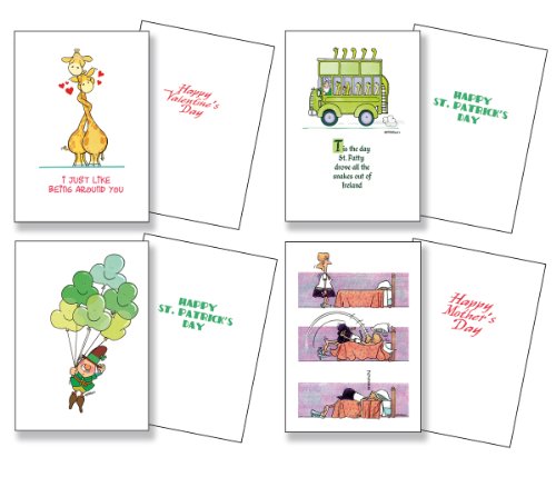 Seasonal Greeting Card Assortment - Valentines, St Patrick's, Easter, Mother & Father Day, 4th of July, Halloween, Thanksgiving, Christmas