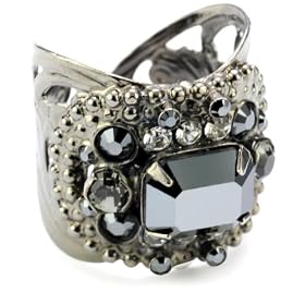 Sorrelli Midnight Moon Crystal Adjustable Band Adjustable Rin
