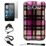 Premium Magenta Plaid Design Cover / 2 Piece Snap On Crystal Protective Har ....