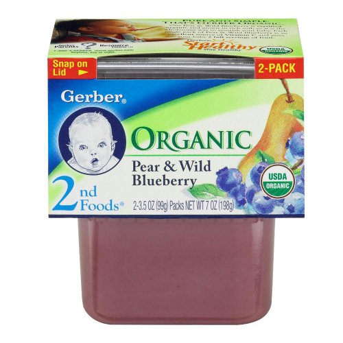 Gerber 2nd Foods Organic Pear and Wild Blueberry - 8 Pack, 16 ServingsÂ 