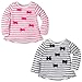 Gerber Baby Girls' 2 Pack Stripe Tops with Tulle Bows