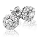 Certified 14k White Gold Cluster Diamond Earrings Studs (GH, SI-I, 1.12 carat)