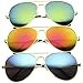 zeroUV - Premium Full Mirrored Aviator Sunglasses w/Flash Mirror Lens (3-Pack Gold | Orange + Blue + Yellow)