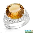 Cocktail Ring With 10.75ctw Genuine Citrine Beautifully Designed in 925 Sterling silver. Total item weight 5.0g - Size 7 (Size 7)