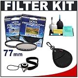 Hoya DMC Pro1 Digital 77mm TWO Multi-Coated Glass Lens Filters (UV Haze & Circular PL Polarizer) + Accessory Kit for Canon, Nikon, Sony, Olympus & Pentax Lenses