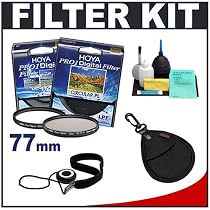 Hoya DMC Pro1 Digital 77mm TWO Multi-Coated Glass Lens Filters (UV Haze & Circular PL Polarizer) + Accessory Kit for Canon, Nikon, Sony, Olympus & Pentax Lenses