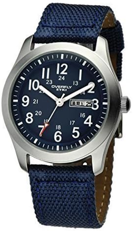 Uniprod Fashion Men's Quartz Stainless Steel Week,Date Display Military Watch With Nylon Blue Canvas Band