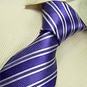 T4118 Designer Necktie Hand Made Purple White Ties Stripes Necktie for Men 100% Jacquard Woven Pure Silk Mens Neck Tie Neckwear Set