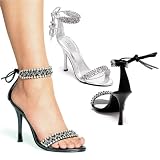 457-Claudia, 4.5 Inch Rhinestone Sandal In 2 Colors, by Ellie Shoes
