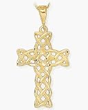 14 Karat Yellow Gold Detailed Religious Celtic Cross
