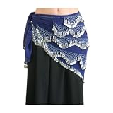 Hip Scarf, Silver Color Coin, Royal Blue