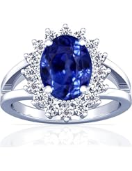 Platinum Oval Cut Blue Sapphire Ring With Sidestones (GIA Certificate)