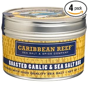 Caribbean Reef Roasted Garlic and Sea Salt Rub, 4-Ounce Tins (Pack of 4) by Caribbean Reef