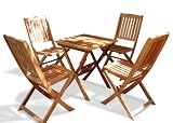 VIFAH V03SET2 Outdoor Wood 5-Piece Dining Set, Natural Wood Finish, 24 by 24 by 27-Inch