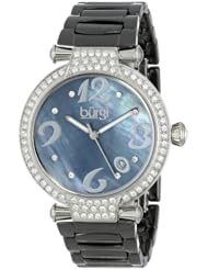 Burgi Womens BUR071BK Quartz Date Ceramic Bracelet Watch
