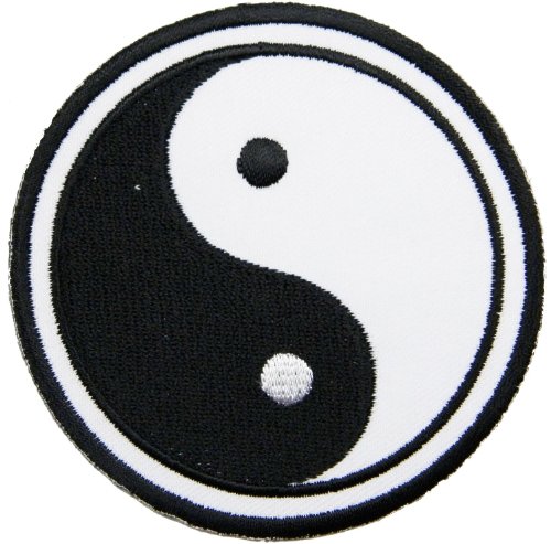 Yin Yang Patches Embroidered Iron on or Sew on Patch (black&white)