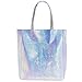 Mily Hologram Tote Bag Laser PU Shoulder Bag for Women-Lightweight,Laser PU Leather Handbag (Silver Snakeskin)