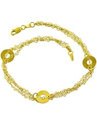 14 Karat Yellow Gold Triple-Strand Loop Station Anklet (10 inch)