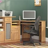 Bush Furniture Vantage Corner Home Office Wood Computer Desk in Light Dragonwood