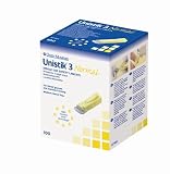 Owen Mumford AT 1002 Unistik 3 Normal Safety Lancets, 1.8mm Depth, 23 Gauge, 100 Count