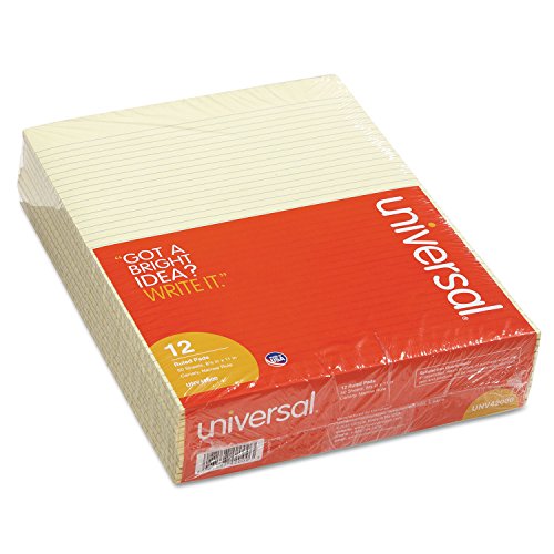 Universal Glue Top Pads, Narrow Rule, 50 Canary-Yellow 8.5 X 11 Sheets, Dozen