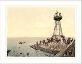 The lighthouse Neufahrwasser West Prussia Germany (Gdańsk Poland), c. 1890s, (L) Library Image