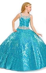 Girls Chiffon/Taffeta/Tulle Beaded Applique Crystal Lace Crystals Flower-Girl Dress/Wedding Dress 